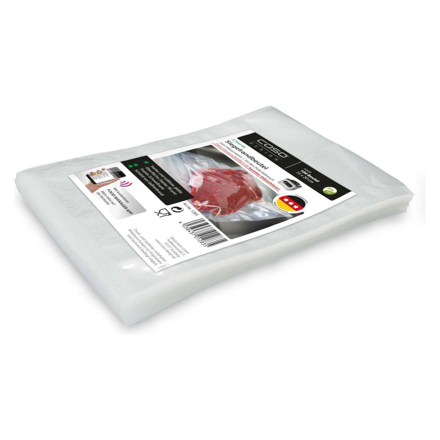 Caso Structured bags for Vacuum sealing 01283 100 bags, Dimensions (W x L) 15 x 20 cm (100x) (CASO_01283)