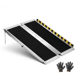 VEVOR Rollstuhlrampe Faltbar 915x736,6mm, 362,9kg Belastbare Schwellenrampe mit Rutschfester Oberfläche, Tragbare Alu-Auffahrschiene, Auffahrrampe für Rollstuhl Scooter Türschwelle Bordsteine Treppen