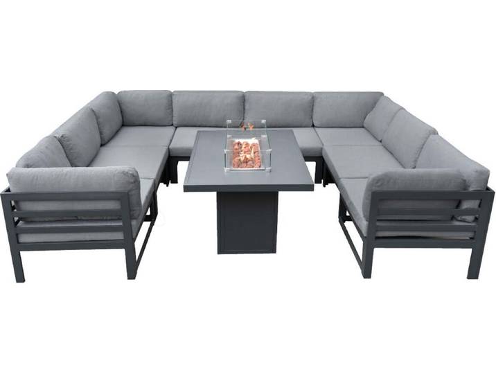 Ensemble modulaire de salon de jardin avec foyer intégré