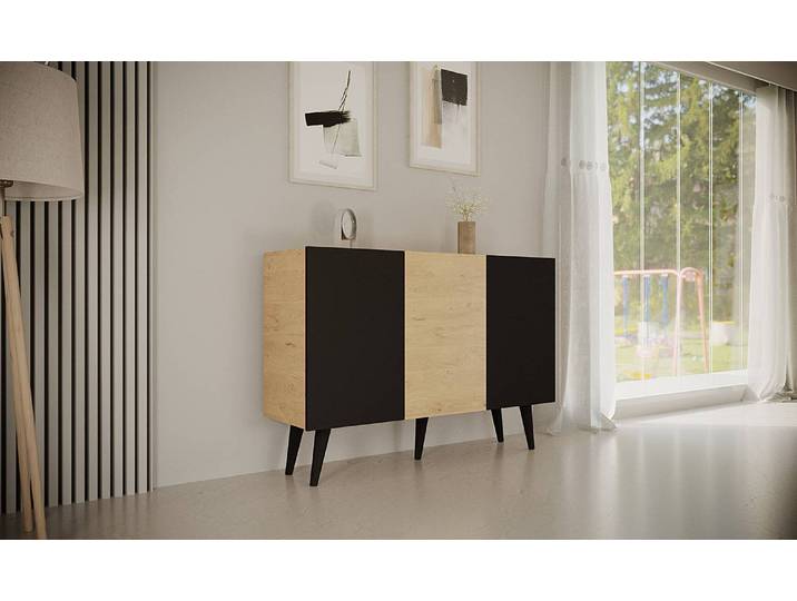 Meuble TV Babydreams 120 x 40cm Beige/Noir/Imitation chêne/Noir