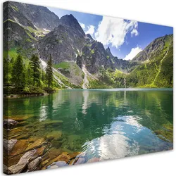 WANDBILD mountain lake trees natura