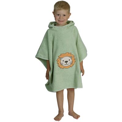 Badeponcho WÖRNER "Löwe helloliv Poncho", grün (helloliv), L:60cm, Baumwolle, Hausmäntel, maschinenwaschbar, trocknergeeignet