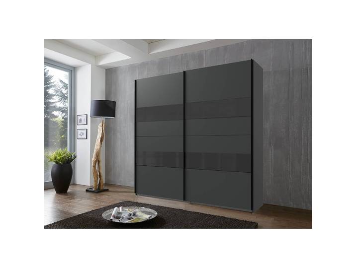 Schwebetürenschrank Altona II 225 x 236cm Grau/Hochglanz Grau/Graphit