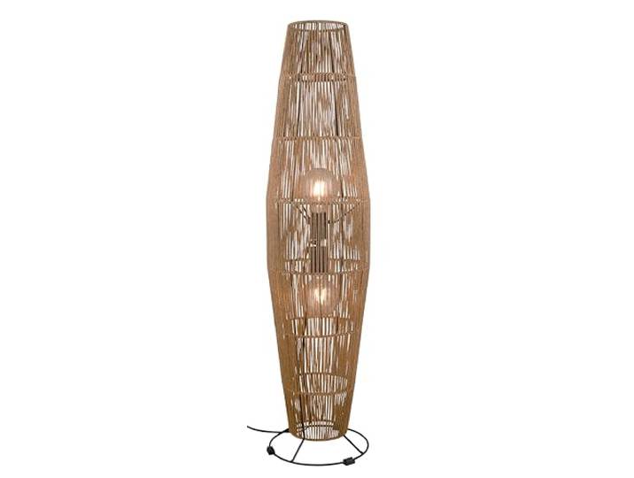 Reality Leuchten Lampadaire MIKI R41102026\, Métal Noir mat\, Abat-jour Marron\, excl. 2x E27