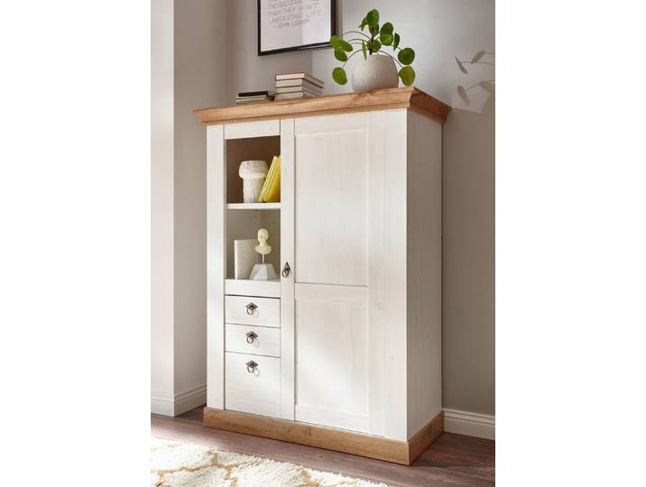 Home affaire Highboard Cremona, Schrank im Landhausstil, Wohnzimmerschrank, Mehrzweckschrank, Metallgriffe, ausreichend Stauraum, vielseitig einsetzbar, 139 cm hoch