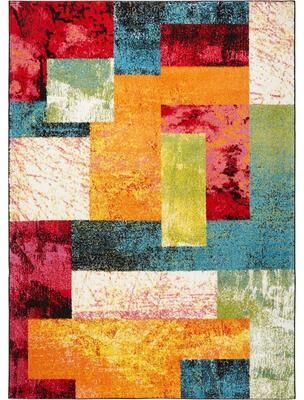 Home Dynamix Splash Scarlet Contemporary Geometric Area Rug