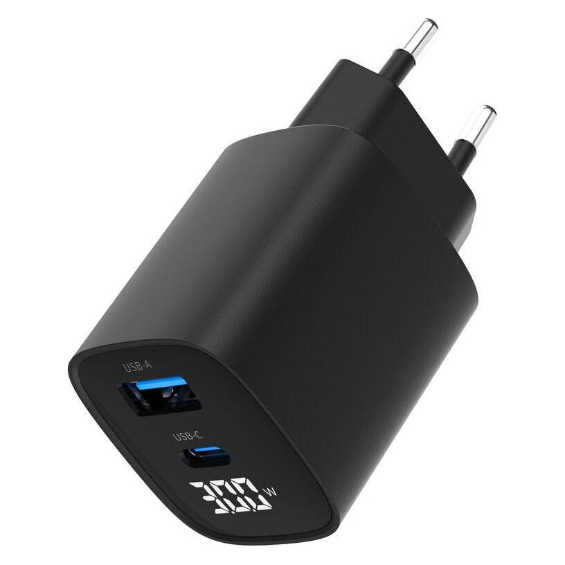 Gembird TA-UC-PDQC30LCD-BK-01 (30 W, 2 Ports) (TA-UC-PDQC30LCD-BK-01)