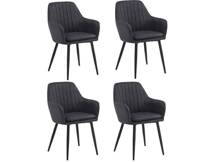 Colenis Esszimmerstühle 4er Set, Anthrazit, mit Armlehnen, Lavinia Polsterstuhl, Küchenstühle, Loungesessel, Steppung, Metallbeine, bis 120 kg belastbar, Homeoffice
