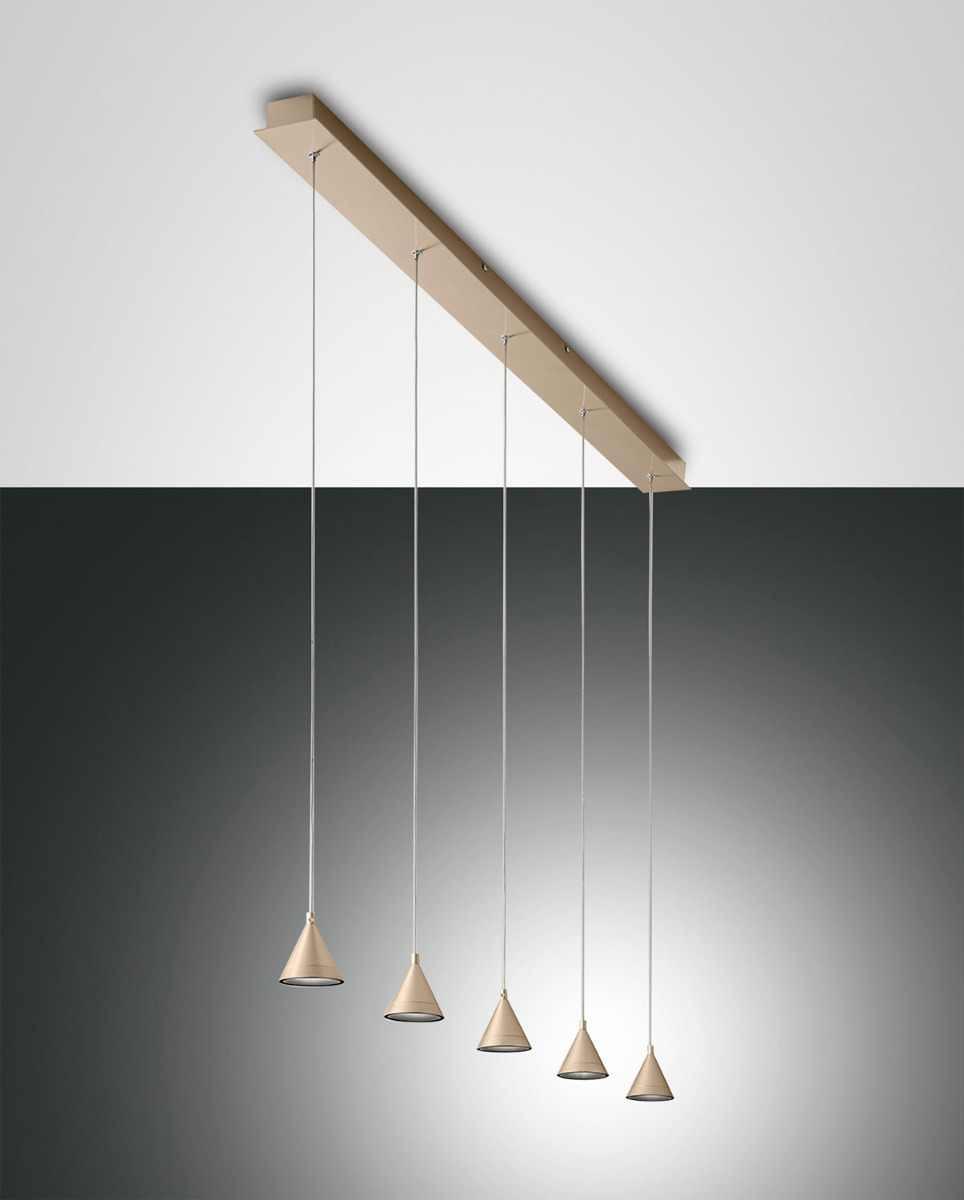 Fabas Luce 5er-LED-Pendelleuchte DELTA 136cm gold 3443-48-225 8019282099499