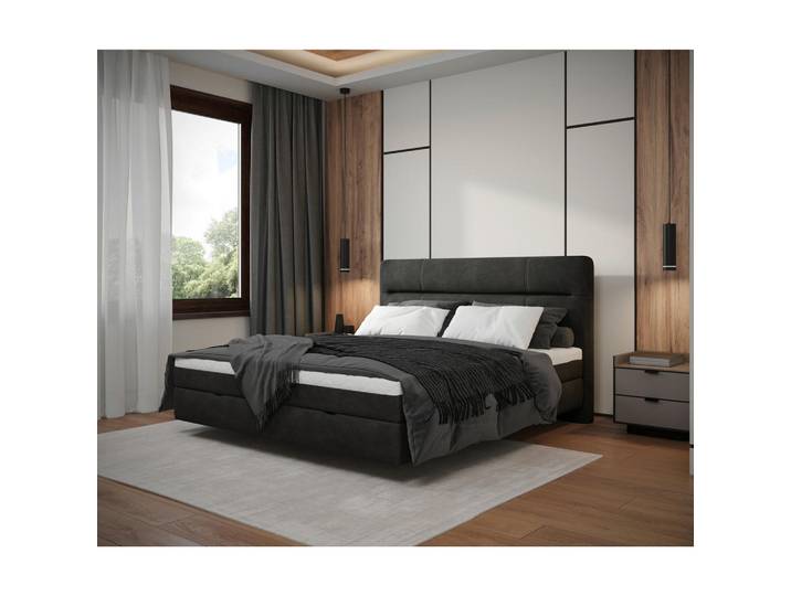 Mid.you Boxbett, Anthrazit, Holz, H3, 160x200 cm, Bettkasten, gepolstertes Kopfteil, in verschiedenen Größen erhältlich, Schlafzimmer, Betten, Doppelbetten