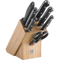 Zwilling TWIN Chef 2 Messerblock Bambus 8-teilig, Messerblock, Silber, Braun, Schwarz