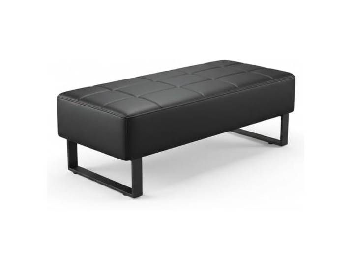 ZomoQryn Wartezimmerbank Kunstleder Bürogästestuhl Gepolsterte Sitzbank PU-Leder,Stahlrahmen,Gepolsterte Eingangsbank,Geeignet für Zuhause,Besprechungsräume,Schönheitssalons(Black,100x42x42cm)