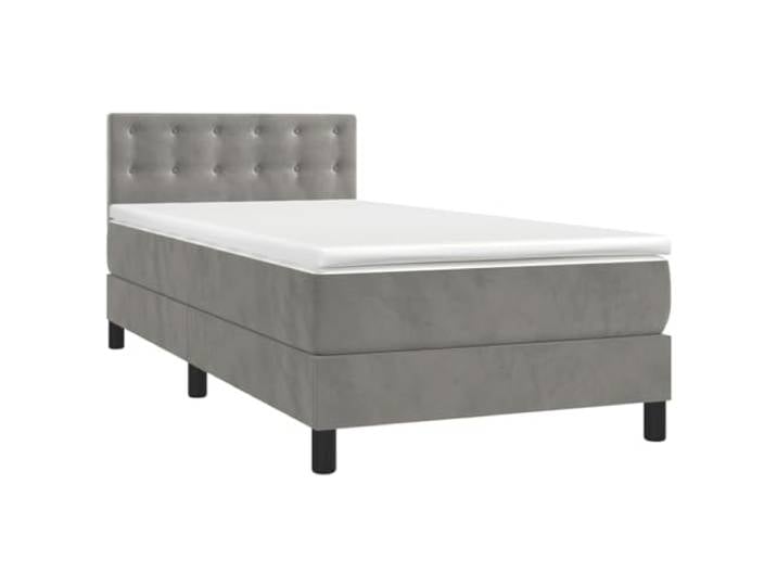 vidaXL Boxspringbett mit Matratze Hellgrau 80x200 cm Samt