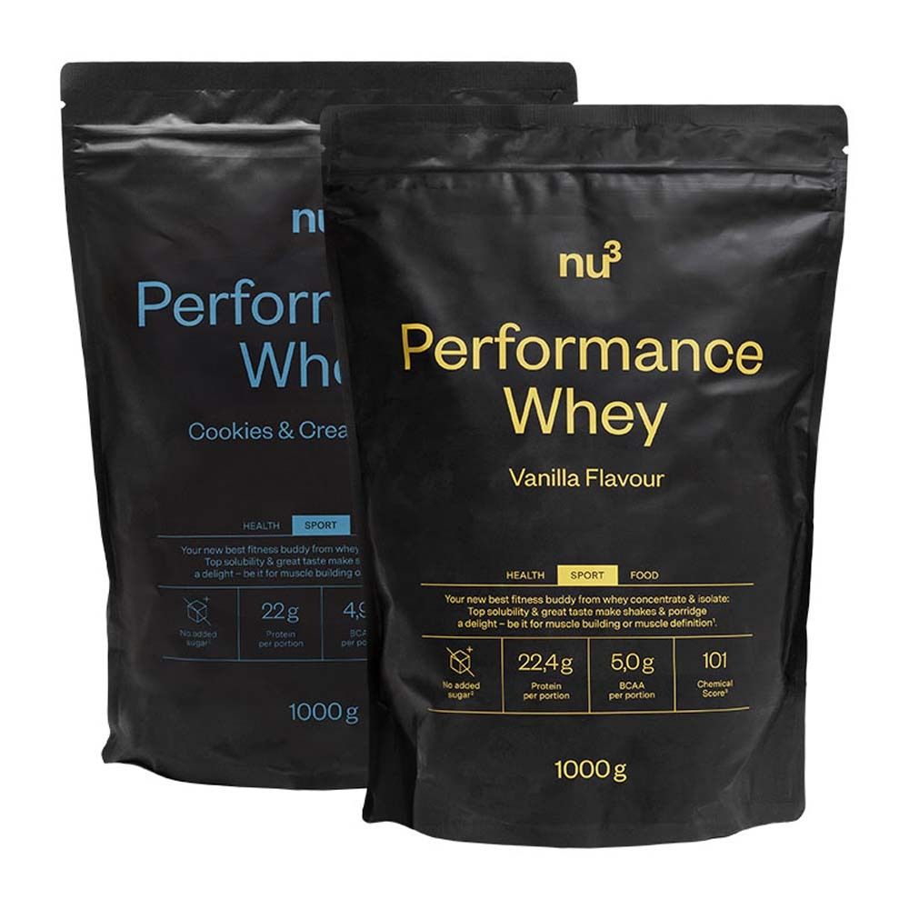nu3 Performance Whey Probierpaket Vanille + Cookies- Cream 2x1000 g Pulver