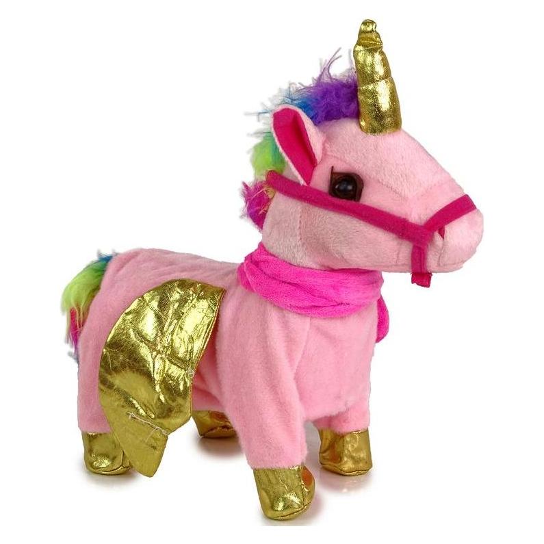 Lean Toys Maskottchen interaktives Pferd rosa goldene Flügel Musik (33 cm) (33462817)