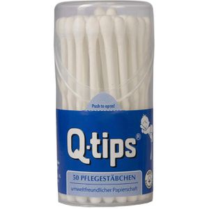 Q-tips Wattestäbchen Das Original, Papier, 7,5cm, Ø 4mm aus Baumwolle, 50 Stück