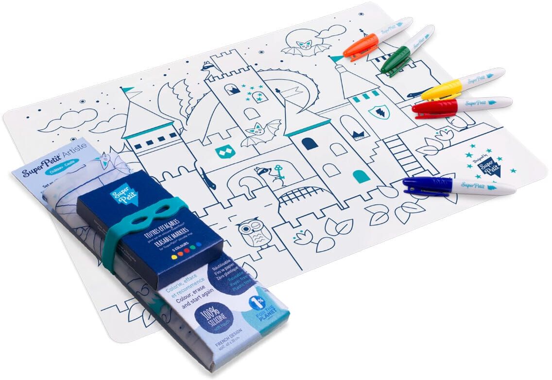 Set de coloriage réutilisable en silicone - Château  (3 ans et +)   SuperPetit