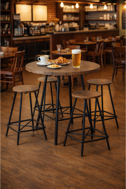 B2B Partner Jídelní/barová sada WELLINGTON ROUND, stůl průměr 90 cm + 4 židle