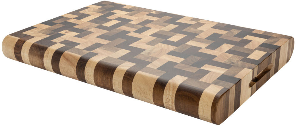 Grunwerg Rockingham Forge Multi-Wood Rectangular Curved Edge Chopping Board 35cm L x 25cm W