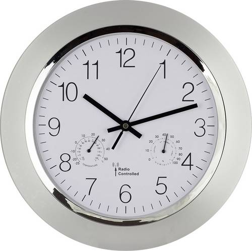 EUROTIME 56004 Funk Wanduhr 34cm x 50mm Silber