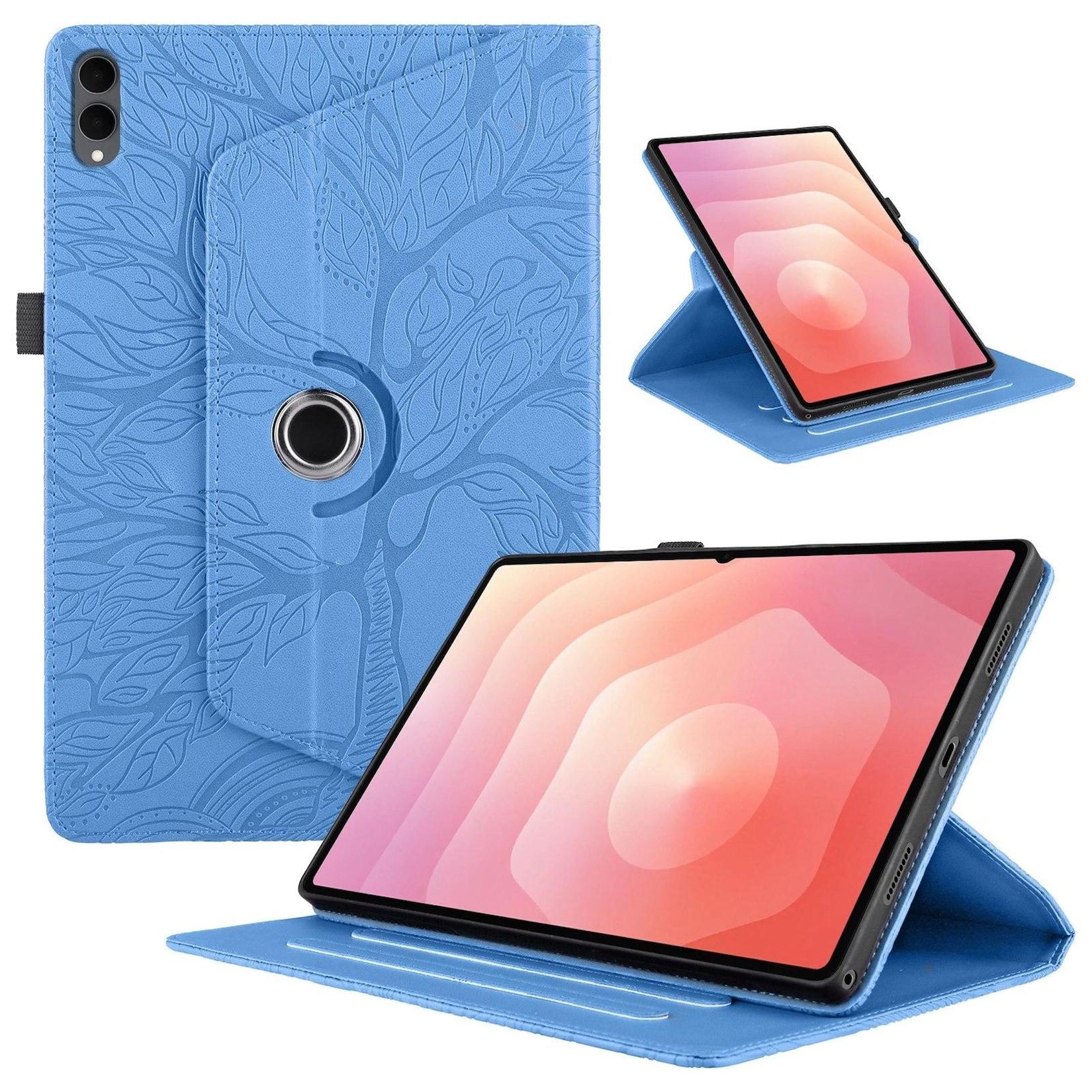 Für Samsung Galaxy Tab S11 Ultra 360 Grad Rotation Design Kunstleder Tasche Blau