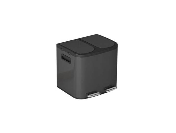 juanluck-s Müll kann, Rechteckiger 40-Liter-Mülleimer mit Soft-Close-Funktion und Fußpedal – 2 x 20-Liter-Behälter, Edelstahl für Innenräume(Black)