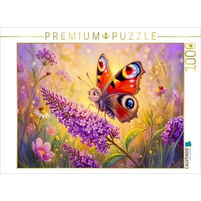 CALVENDO Puzzle Pfauenauge tankt Nektar am Sommerflieder | 1000 Teile Lege-Größe 64x48cm Foto-Puzzle für glückliche Stunden