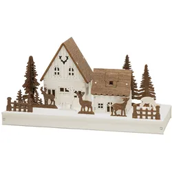 Konstsmide, Weihnachtsfiguren, LED-Dekoration Waldhäuser mit Rentieren 28 x 14 cm