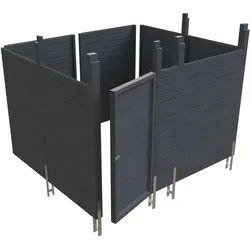 Skan Holz Abstellraum C8 für Carports - Profilschalung schiefergrau