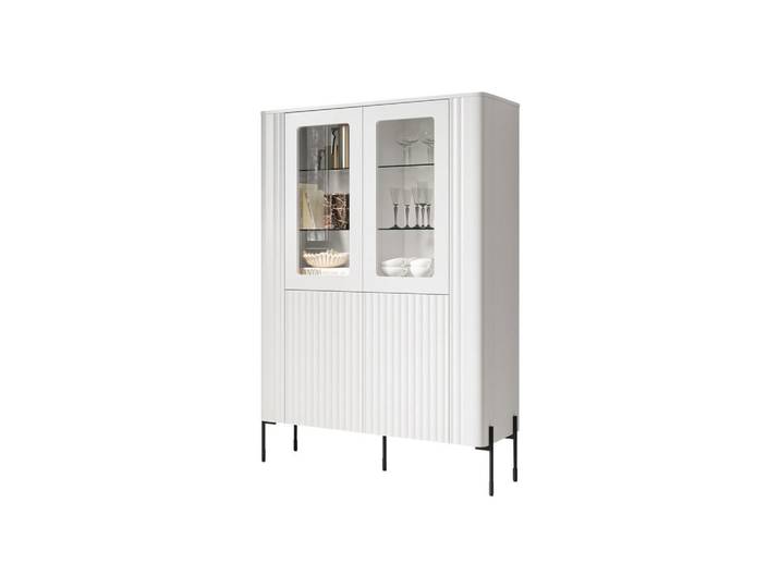 Mirjan24 Vitrine Vera, Weiß, Metall, Rechteckig, 110x160x40 cm, Esszimmer, Vitrinen, Vitrinenschränke