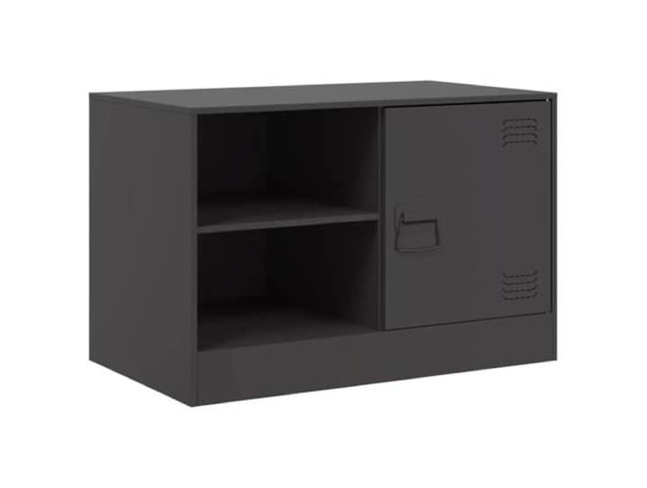 LMTYOENFG TV-Schrank Schwarz 67x39x44 cm Fernsehtisch aus Stahl Kompakter Lowboard-Mediaschrank aus robustem Stahl mit Fach und Tür für Ihr Wohnzimmer oder Schlafzimmer.