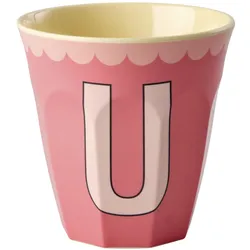 RICE Melamin Buchstabenbecher Vintage Medium, U Lachs