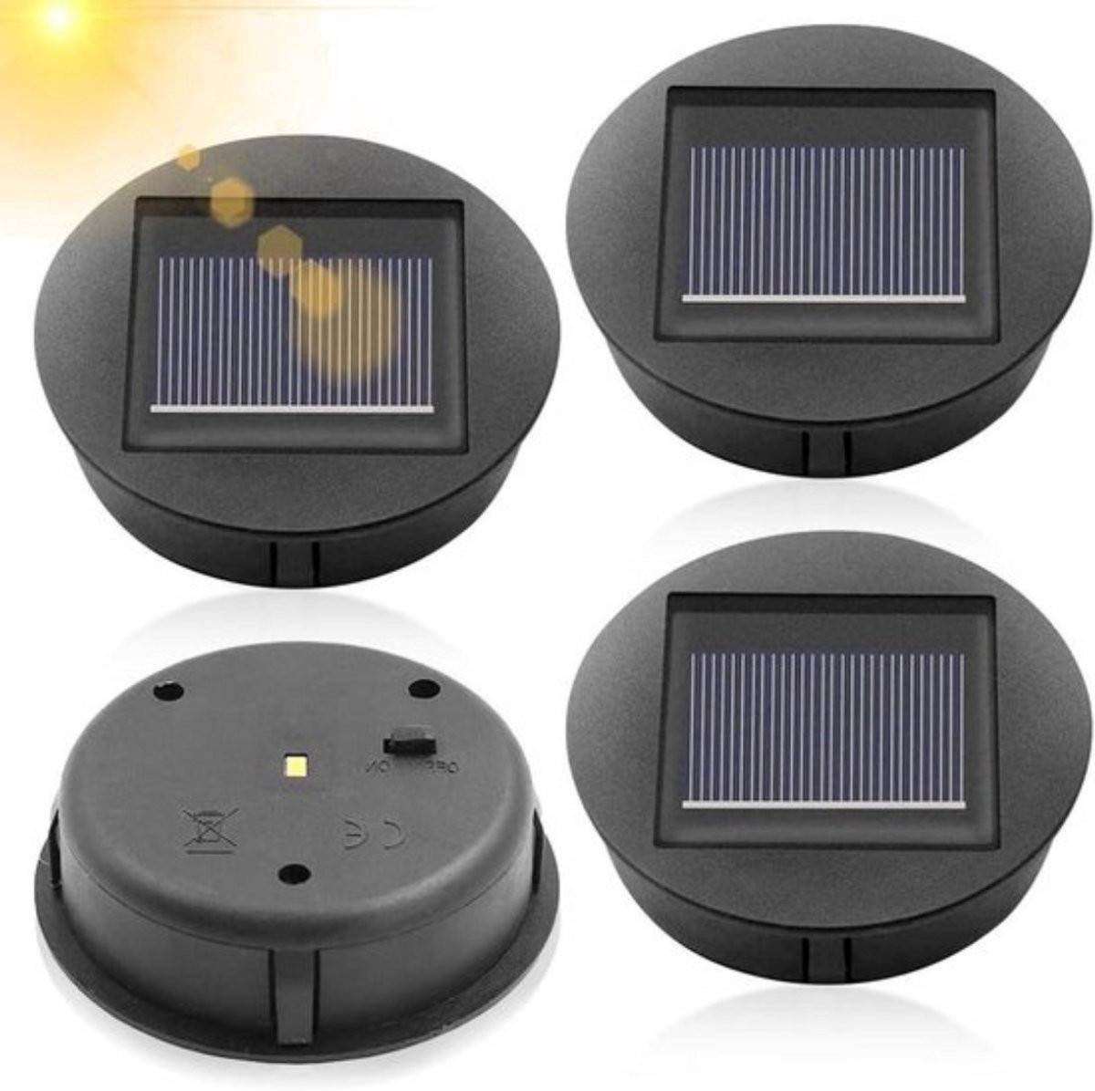 Set van 4 zwarte vervangende solarlampen van kunststof