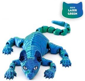 Uplift Picks 3D Printed Sphynx Cat Articulated Fidget Toy Flexible Cat Figurine Collectible Decor green