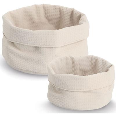 Aufbewahrungskorb ZELLER PRESENT "Waffelpiqué 2-tlg.", beige (creme), B:20cm H:12cm T:20cm Ø:20cm, Polyester, Aufbewahrungsboxen, hochwertiges Waffelpiqué, Rand krempelbar