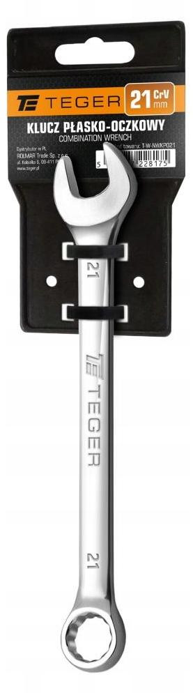 Teger CRV gebogen ringsleutel, 21 mm