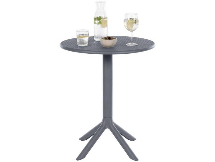 CLP Gartentisch rund Kunststoff anthrazit, Anthrazit, Rund, 60x76x60 cm, Gartenmöbel, Gartentische, Gartentische