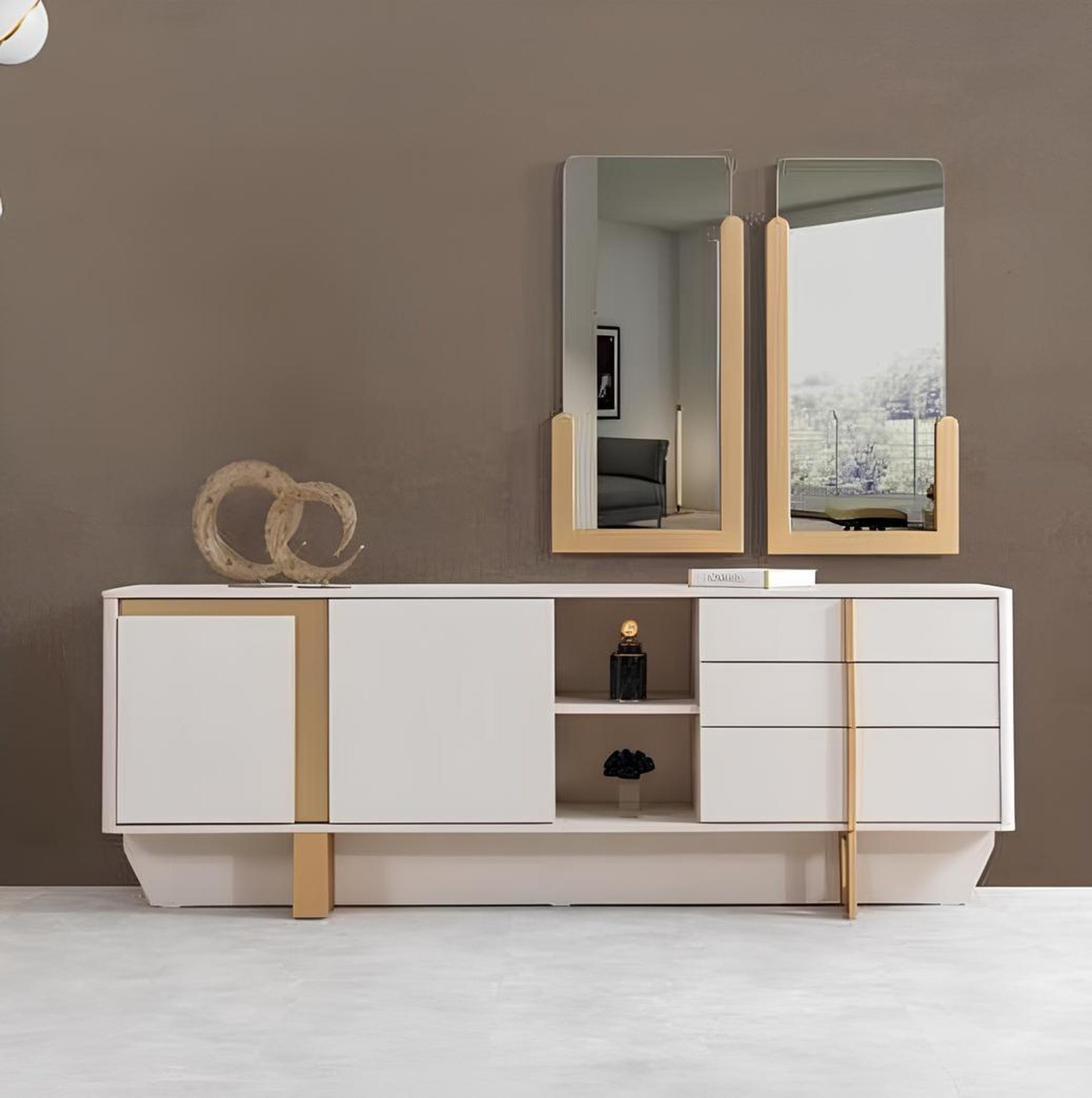 Kommode Moderner Stil Beige Farbe Holzrahmen Minimalistisches Design
