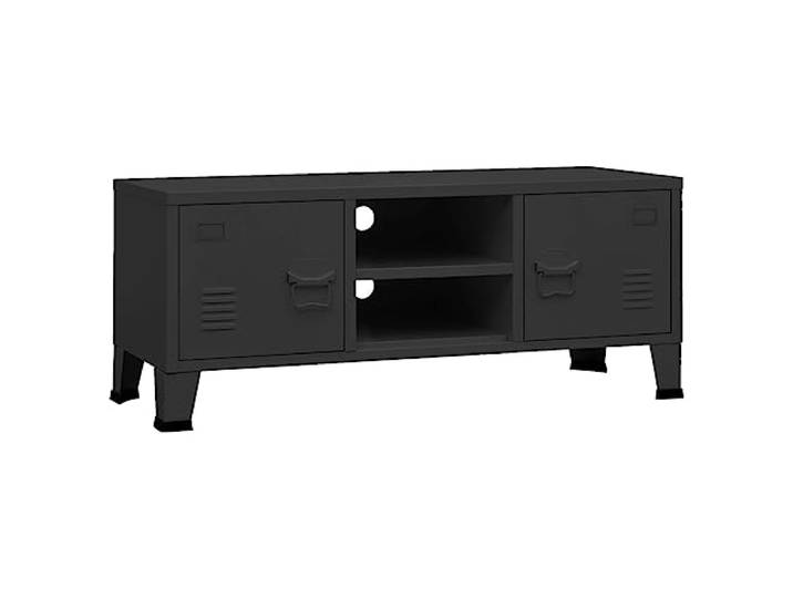 vidaXL TV Schrank Industrie-Stil Lowboard TV Möbel Tisch Board Sideboard Fernsehtisch Fernsehschrank HiFi-Schrank Schwarz 105x35x42cm Metall