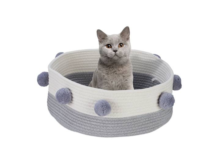 Katzenbett Baumwolle Weiss-Grau