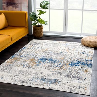Abani Rugs Abani Dun Contemporary Grey and Blue Landscape Indoor Area Rug