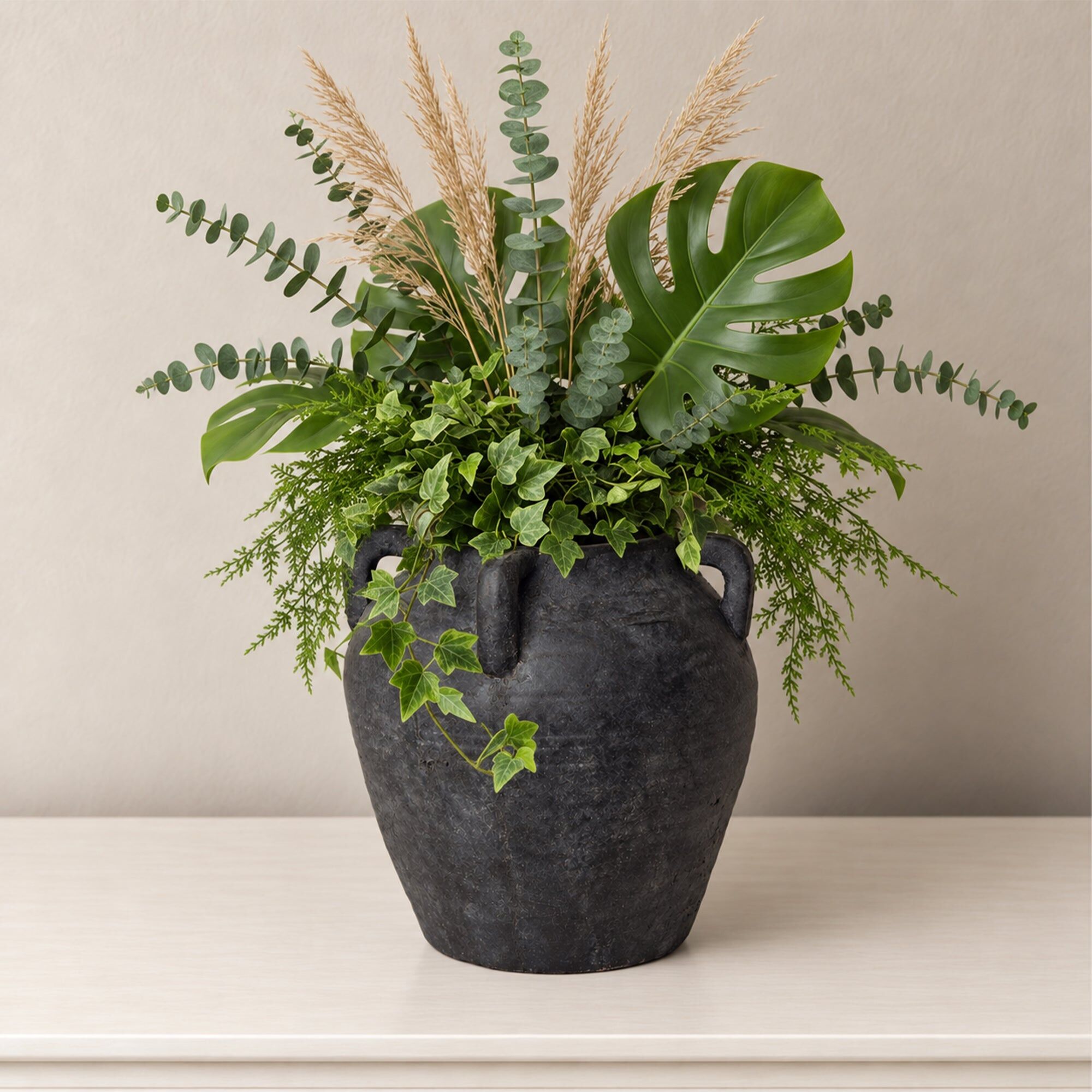 Large Black Terracotta Medora Vase - 26.5cm Material: Home Decor & Accessories/Vases & Jugs