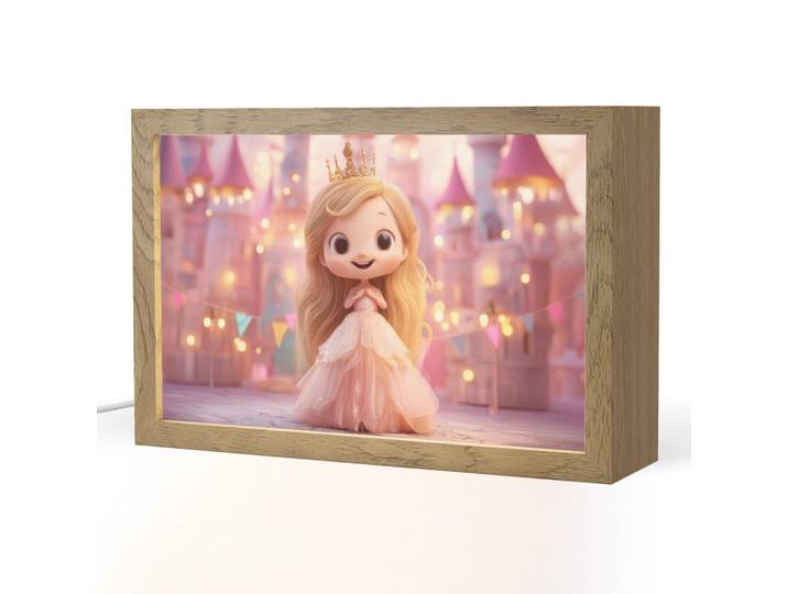 OnlyWow Nachttischlampe - Prinzessin - Rosa - Schloss - 30x20 cm, Holzwerkstoff, Rechteckig, LED integriert, 30x20x8 cm, Lampen & Leuchten, Innenbeleuchtung, Nachtlicht