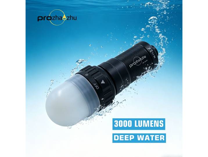 PROZHAOZHU Lampe de signalisation de plongée sous-marine 3000 lumens IP68 200M