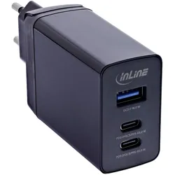 InLine 3-Port TravelCharge (65 W, 3 Ports), USB Ladegerät, Schwarz