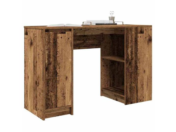 Brun MEUBLE INFORMATIQUE (1 Personne）- Capacité 60 kg - Bureau secrétaire rectangulaire vieux bois 120x42x76cm - Bois d'ingénierie 1