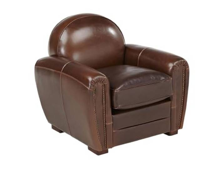 Vente-unique Clubsessel Leder Baudoin - Braun 100% Leder Hochwertiges Leder Holzgestell