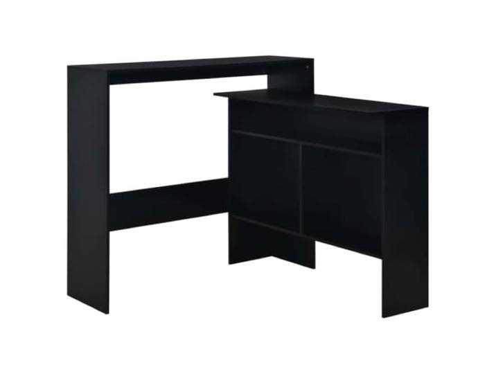 HKQWPBF Bartisch mit 2 Tischplatten Schwarz 130x40x120 cm Holzwerkstoff,robust,langlebig,stabil,leicht zu reinigen,einfache Montage,zeitloses Design