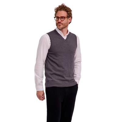 Pullunder FALKE "Pure Merino Wool", Herren, Gr. L, grau (dunkelgrau (3970)), Pullover Pullunder