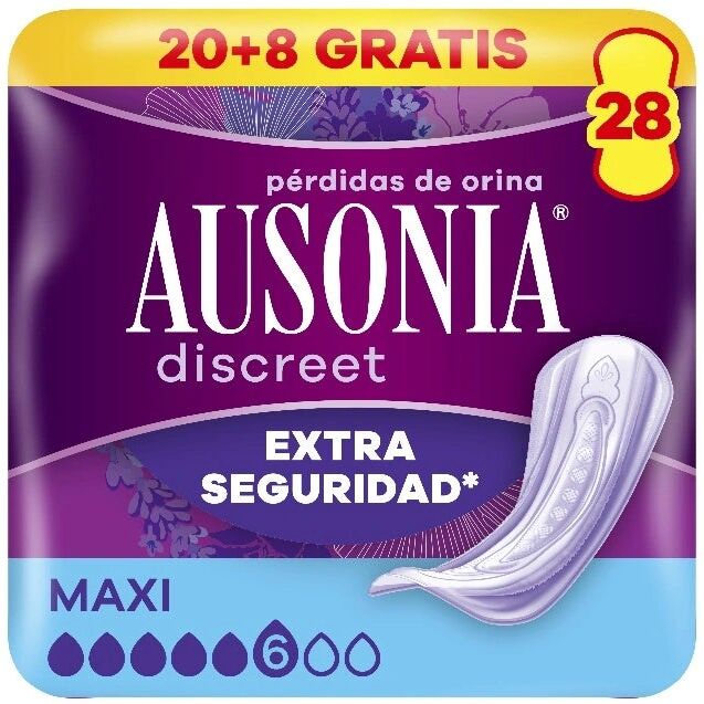 AUSONIA Discreet Compresas Extra Seguridad Maxi 28Uds